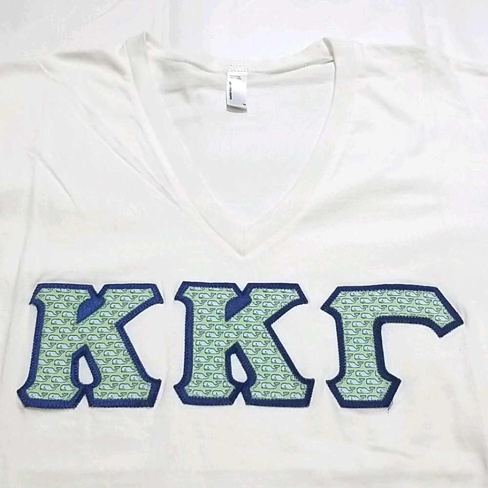 KKG V Neck Letter Stich Shirt